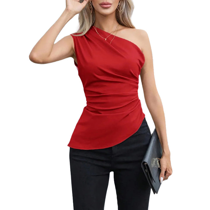 Tops Élégant Femme À Une Épaule avec Volants et Coupe Asymétrique Levoire
