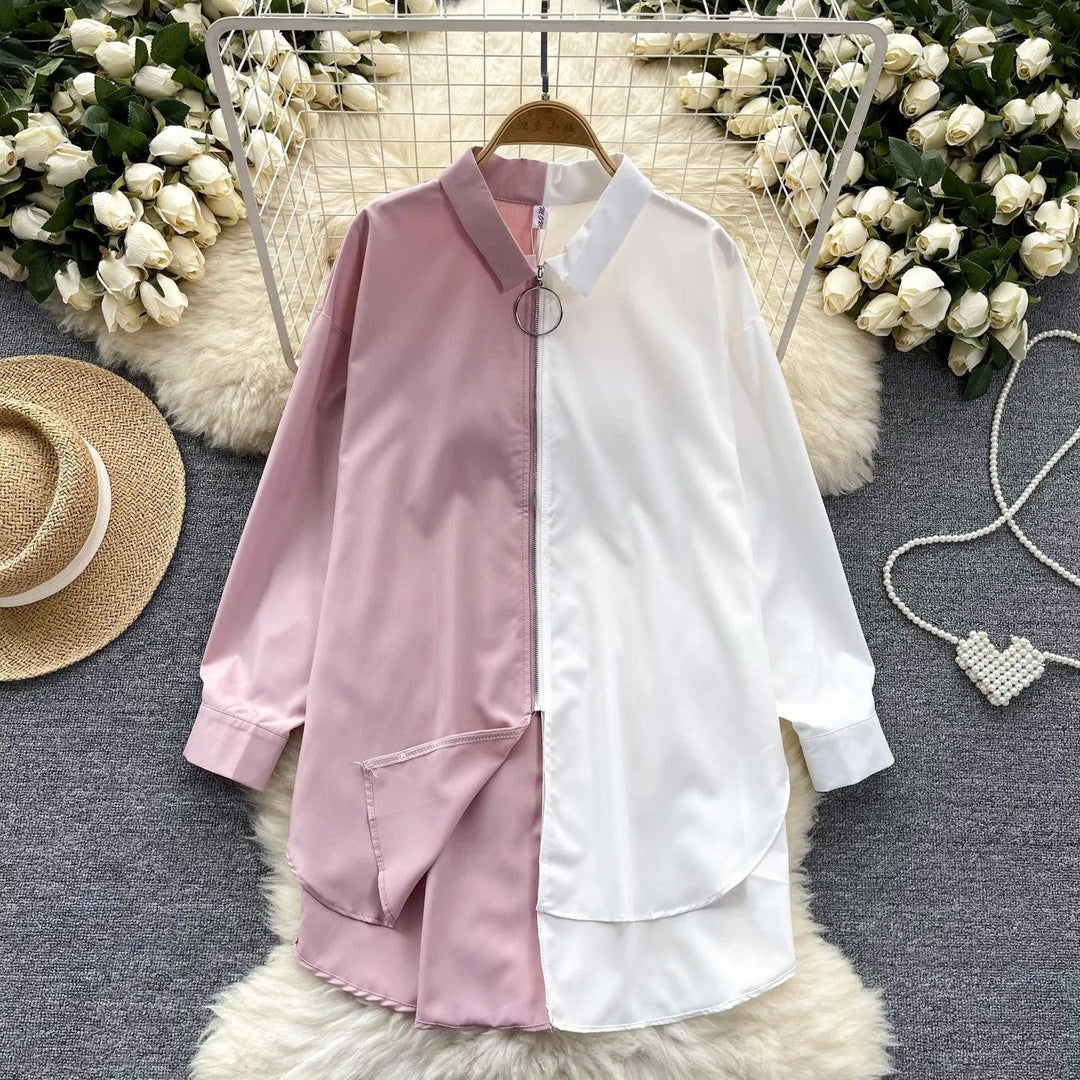 Levoire | Chemise dans des couleurs assorties avec une longueur mi-longue Rosa Taille libre