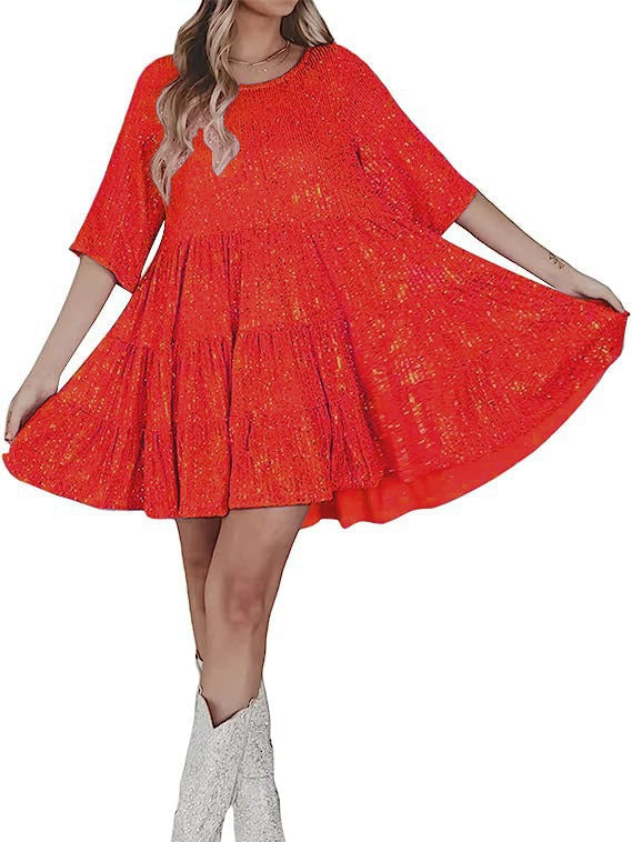 Levoire | Chic Vartalon robe de fête courte à manches courtes Rot