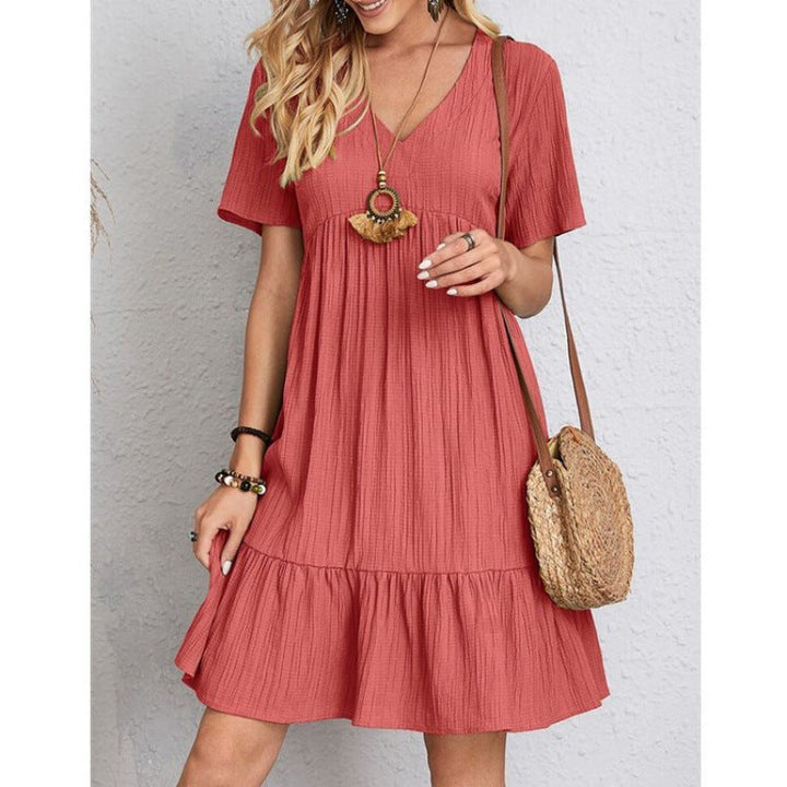 Levoire | Rento Large Robe à Manches Courtes avec Taille Froncée et Tissu Flottant