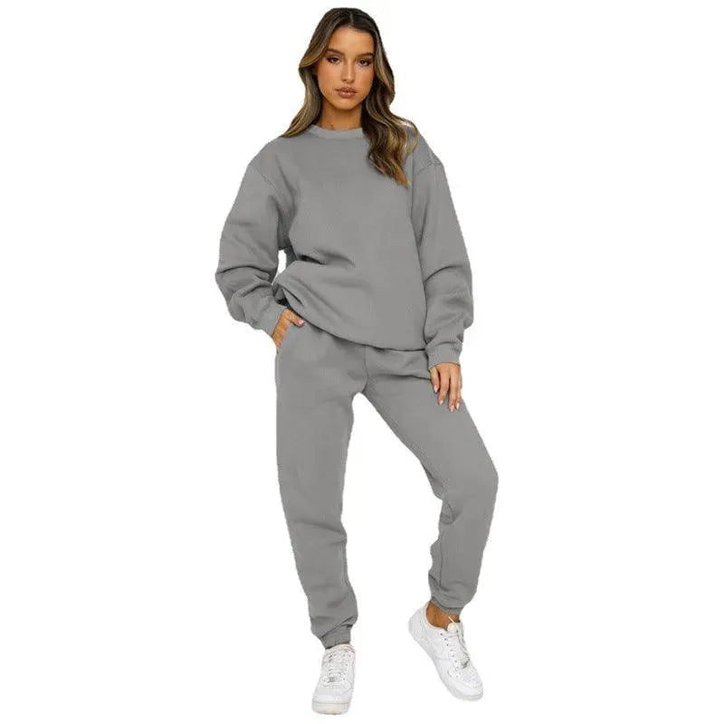 Levoire | Ensemble décontracté et à la mode avec un col rond fixe pour femmes Gris