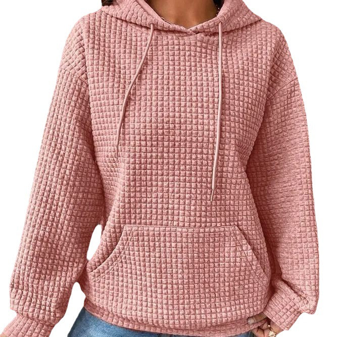 Haut en waffle pour femmes avec poche kangourou et coupe décontractée Levoire