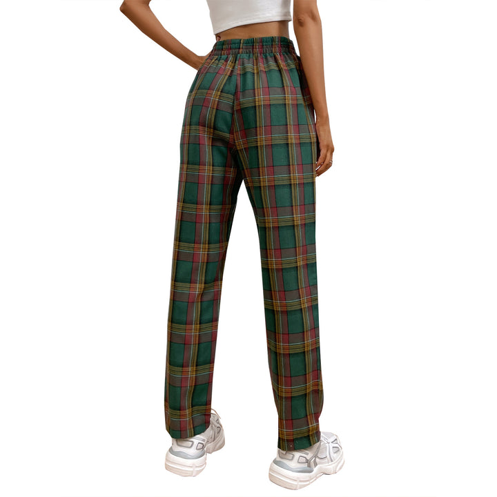 Pantalons décontractés à carreaux pour femmes avec ceinture élastique et coupe ajustée Levoire