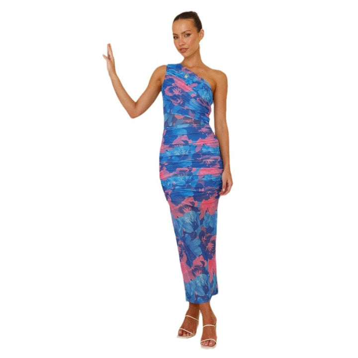 Robe maxi flatteuse pour femme avec strap asymétrique et design floral Levoire