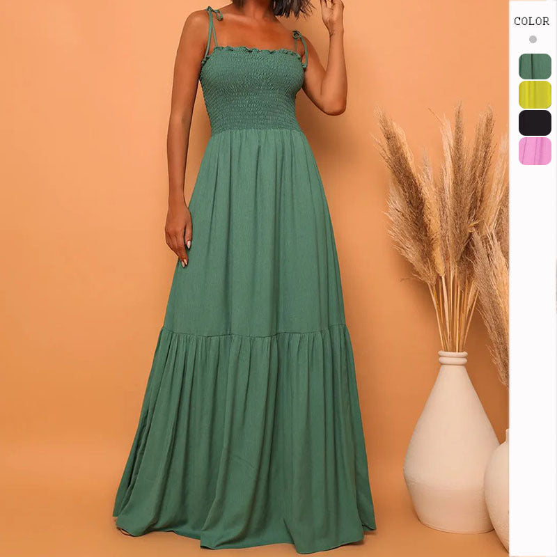 Robe maxi pour femme avec corsage élastique et nœud ludique Levoire