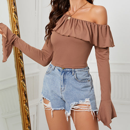 Top asymétrique pour femmes avec volants volumineux Levoire