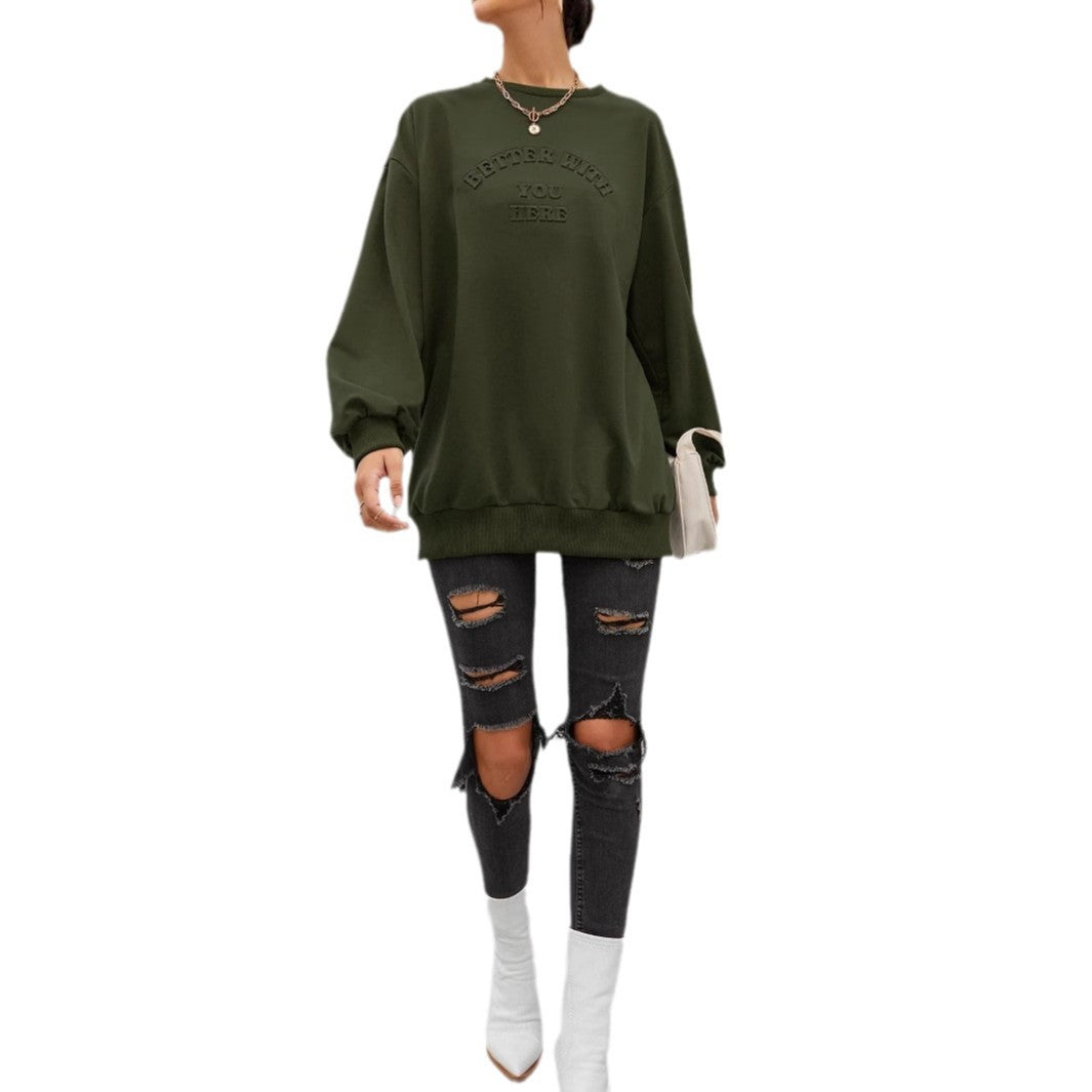 Sweatshirt décontracté pour femmes avec lettrage en relief Levoire