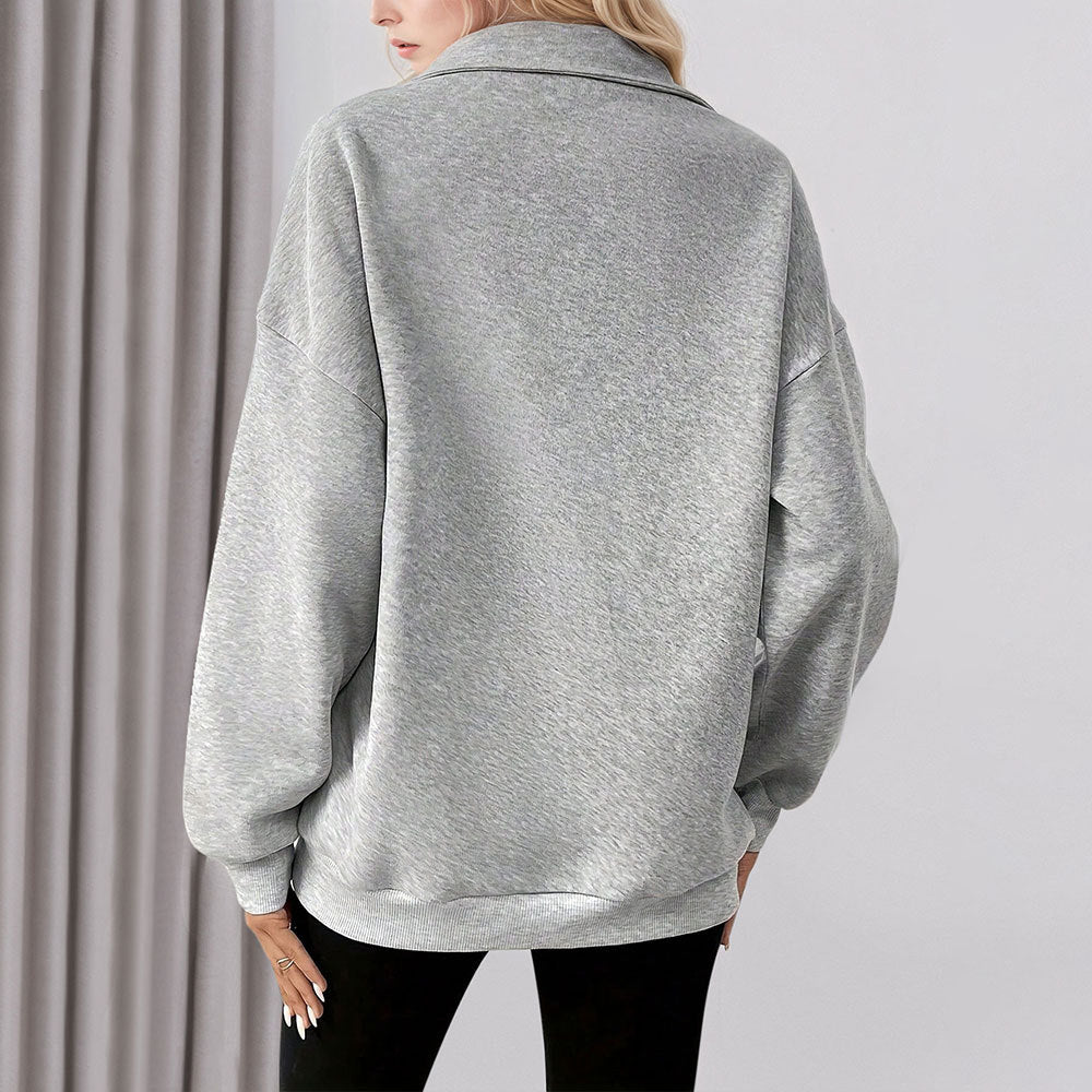 Sweat-shirt décontracté pour femmes avec une demi-fermeture éclair et poches pratiques Levoire