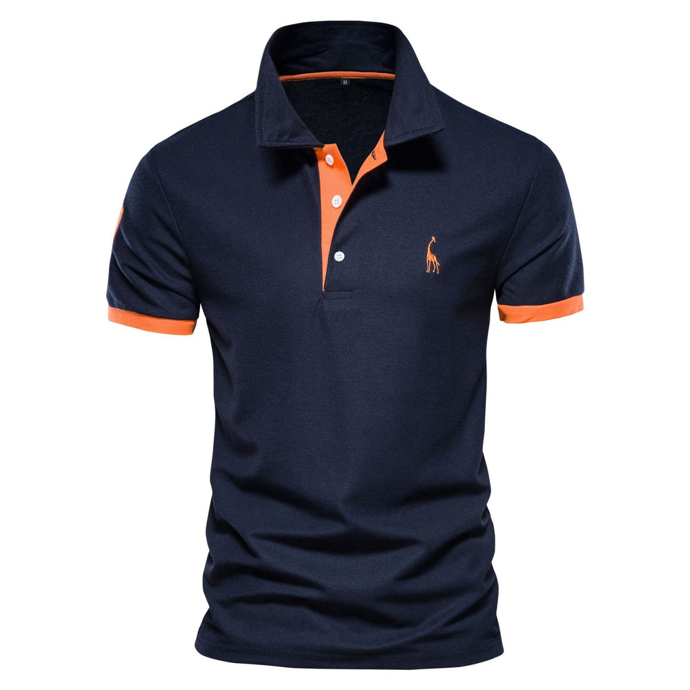 Levoire | Polo Décontracté Slim Fit Pour Hommes Orange bleu marine