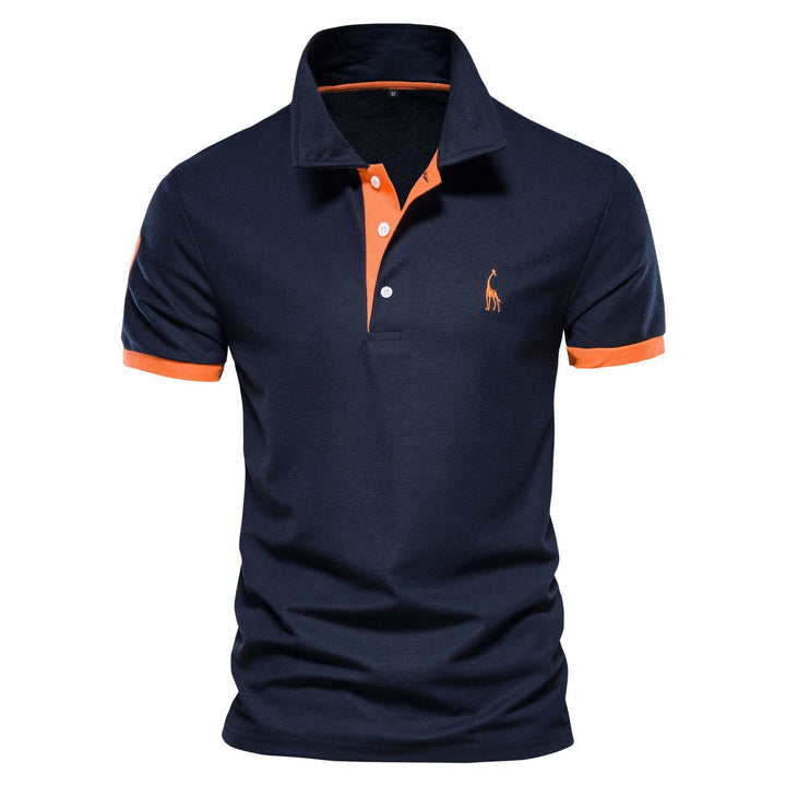 Levoire | Polo Décontracté Slim Fit Pour Hommes Orange bleu marine