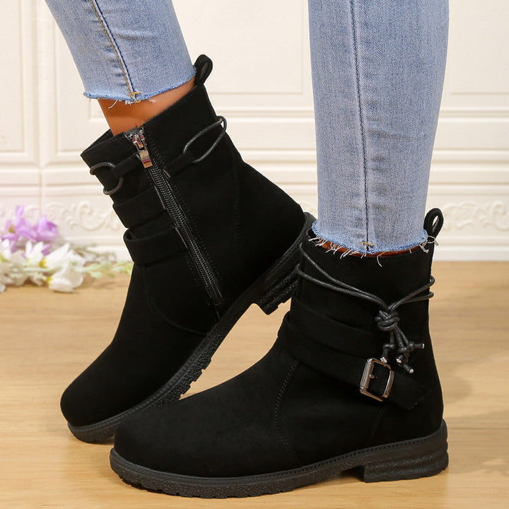 Levoire | Bottes Mi-Hautes Robustes À Boucle Pour Femmes Noir