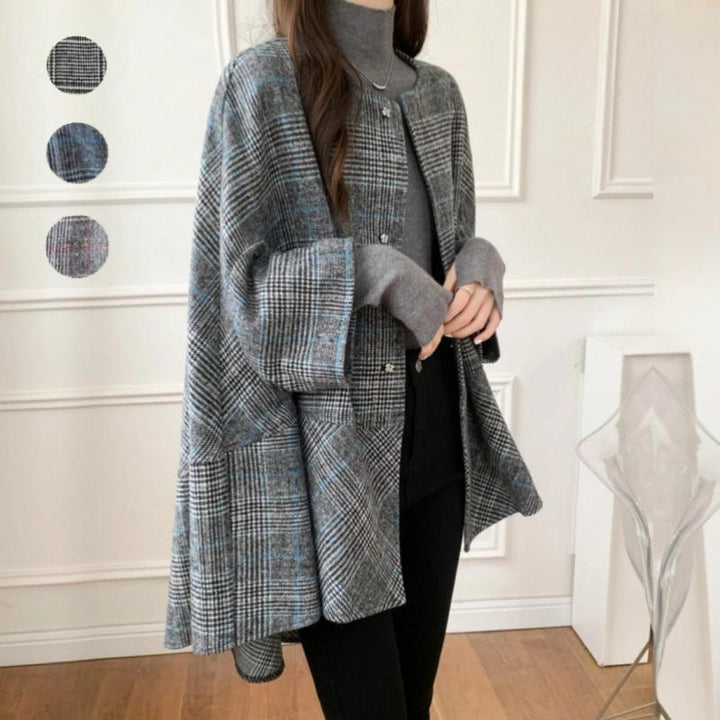 Cardigan Oversize Femme en Motif Ecossais Moderne Levoire