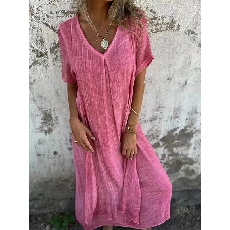Levoire | Robe midi semi-formelle élégante à décolleté en V Rosa