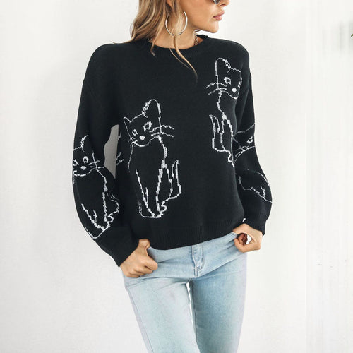 Levoire | En Tricot À Imprimé Chat