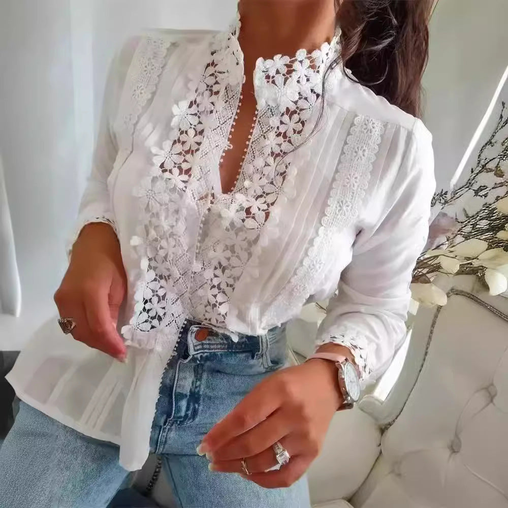 Levoire | Élégante Blouse Brodée Avec Dentelle Florale