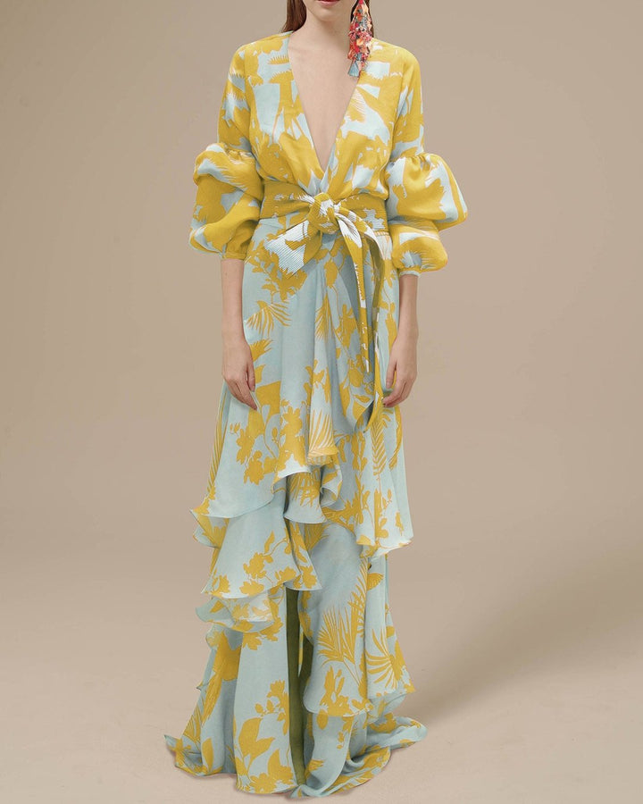 Levoire | Robe De Fête En Chiffon Imprimé Jaune