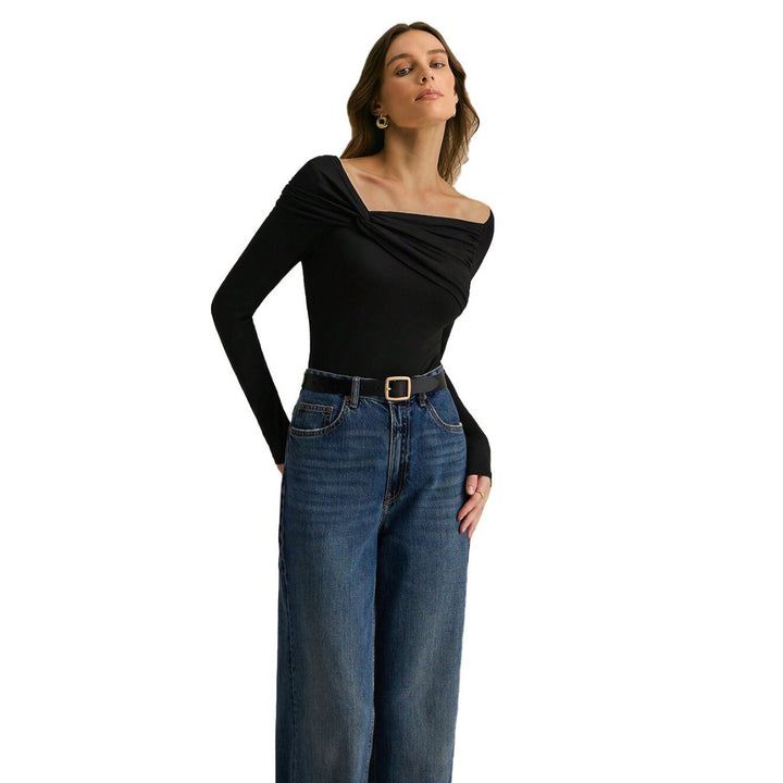 Chemise à manches longues pour femmes avec design drapé asymétrique Levoire