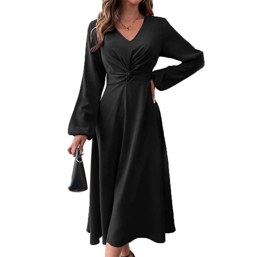 Robe midi élégante pour femmes avec un drapé flatteur et un décolleté en V profond Levoire