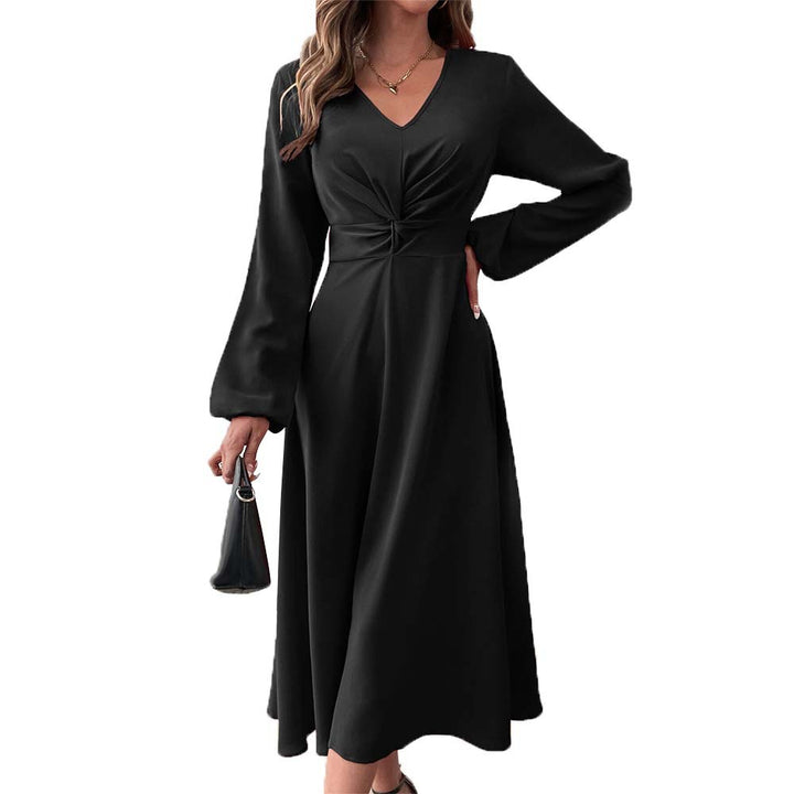 Robe midi élégante pour femmes avec un drapé flatteur et un décolleté en V profond Levoire