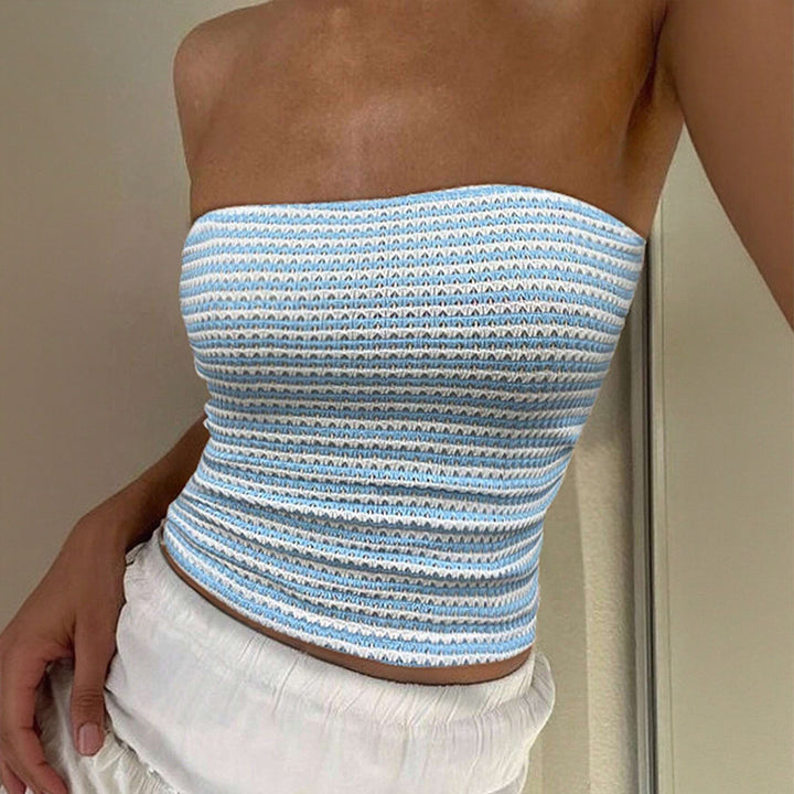Top bandeau féminin avec motif en tricot côtelé tendance Levoire