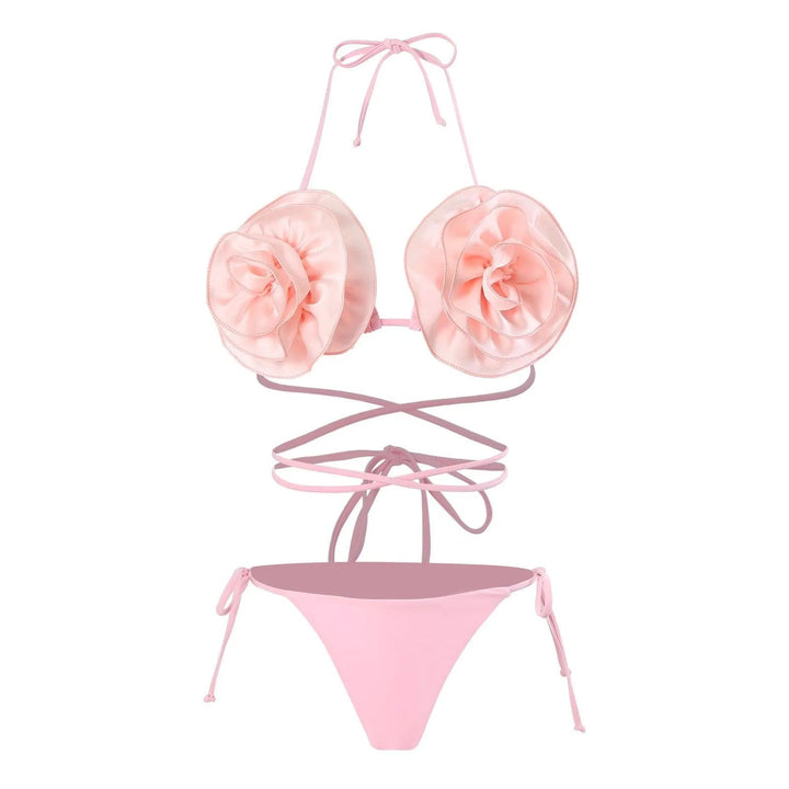 Levoire | Veste de bikini avec des fleurs 3D Rosa