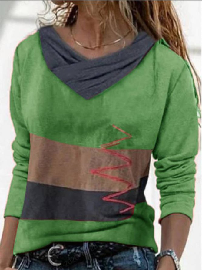 Levoire | Modern printed V-neck long-sleeve shirt Vert