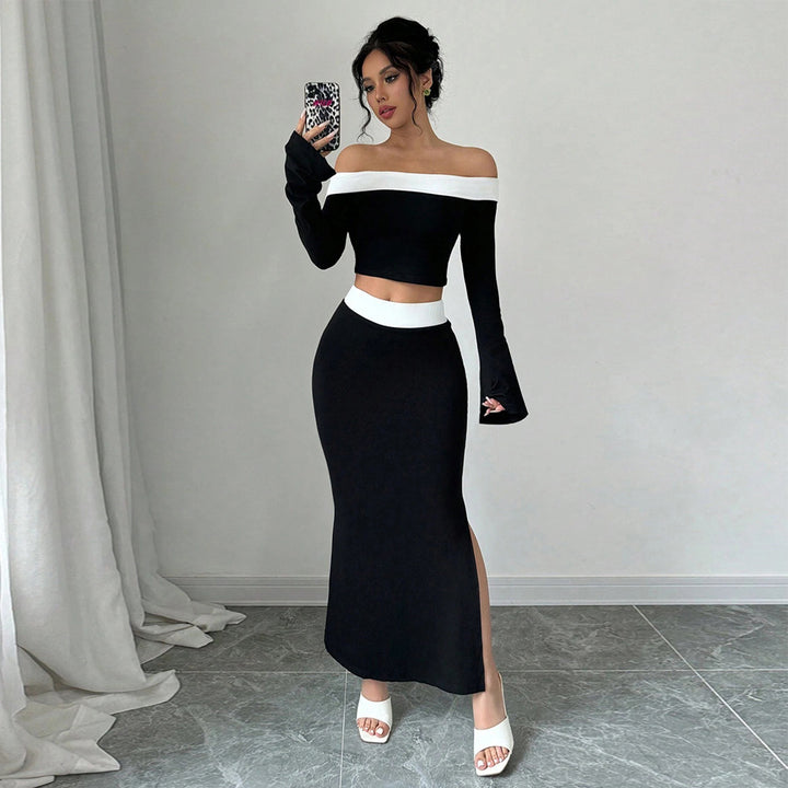 Ensemble de crop top et jupe maxi pour femmes avec design hors-épaule Levoire