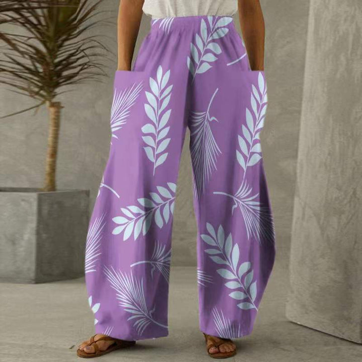 Pantalons fleuris amples pour femmes avec poches et taille élastique Levoire