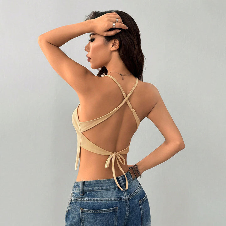 Top ajusté pour femmes à bretelles spaghetti avec décolleté en V Levoire