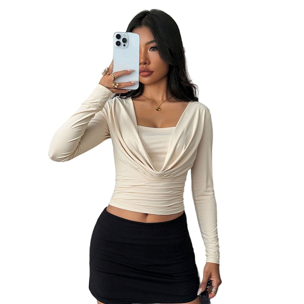 Chemise ajustée pour femmes à manches longues avec design enveloppant et col en V élégant Levoire