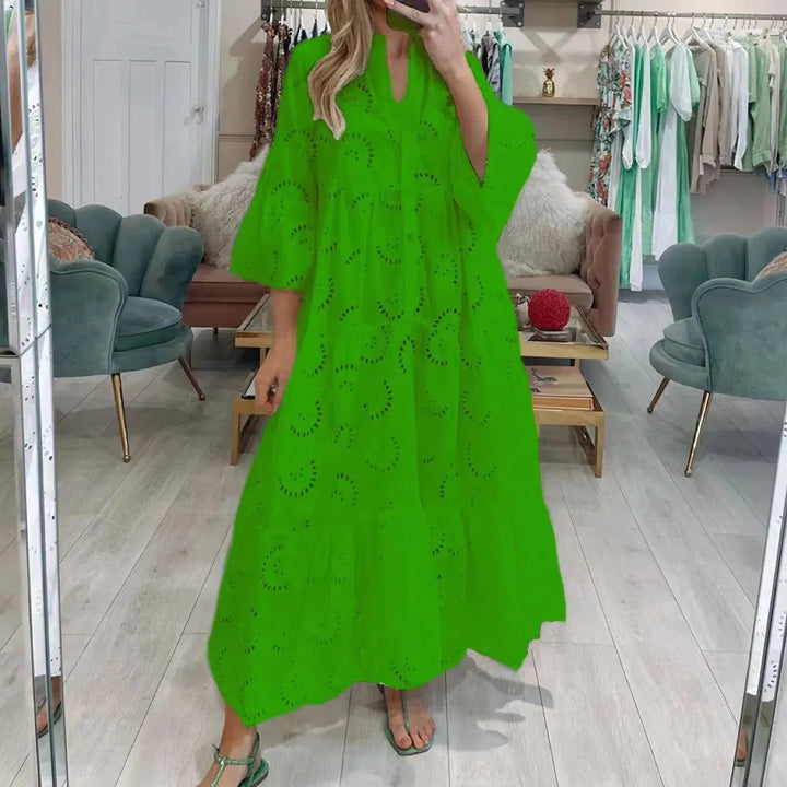 Levoire | Robe longue à décolleté en V pour femmes de style français Vert