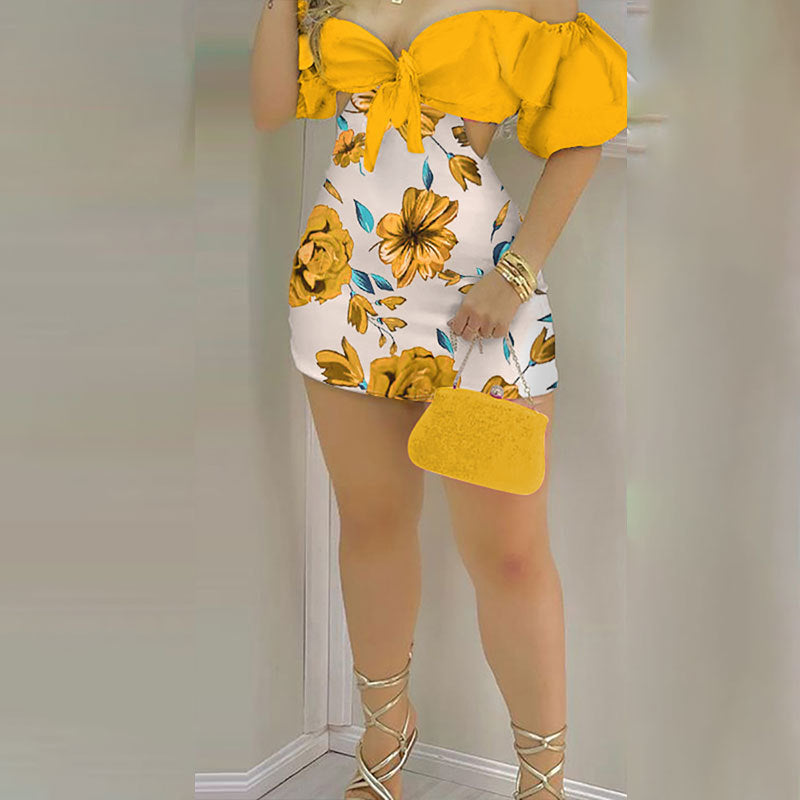 Robe mini pour femmes avec des manches à volants colorées et une coupe ajustée Levoire