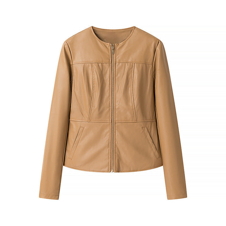 Levoire | Long chaîne détail veste en cuir Couleur camel