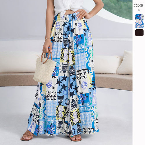 Robe maxi longue pour femme avec imprimé géométrique coloré et fentes latérales hautes Levoire