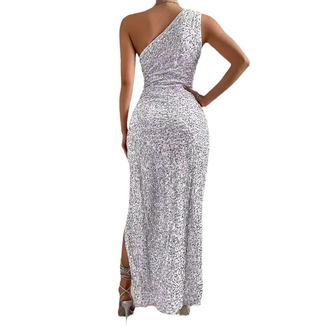 Levoire | Robe en dentelle asymétrique à une épaule élégante