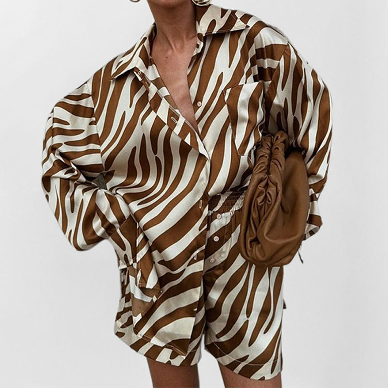 Chemise Oversize Femme avec Imprimé Zèbre et Manches Courtes Levoire