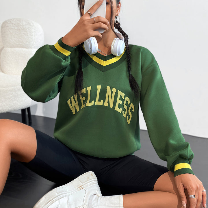 Sweatshirt femme avec col V et imprimé bien-être créatif Levoire
