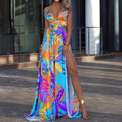 Levoire | Élégant robe sans manches à encolure plongeante touchant le sol
