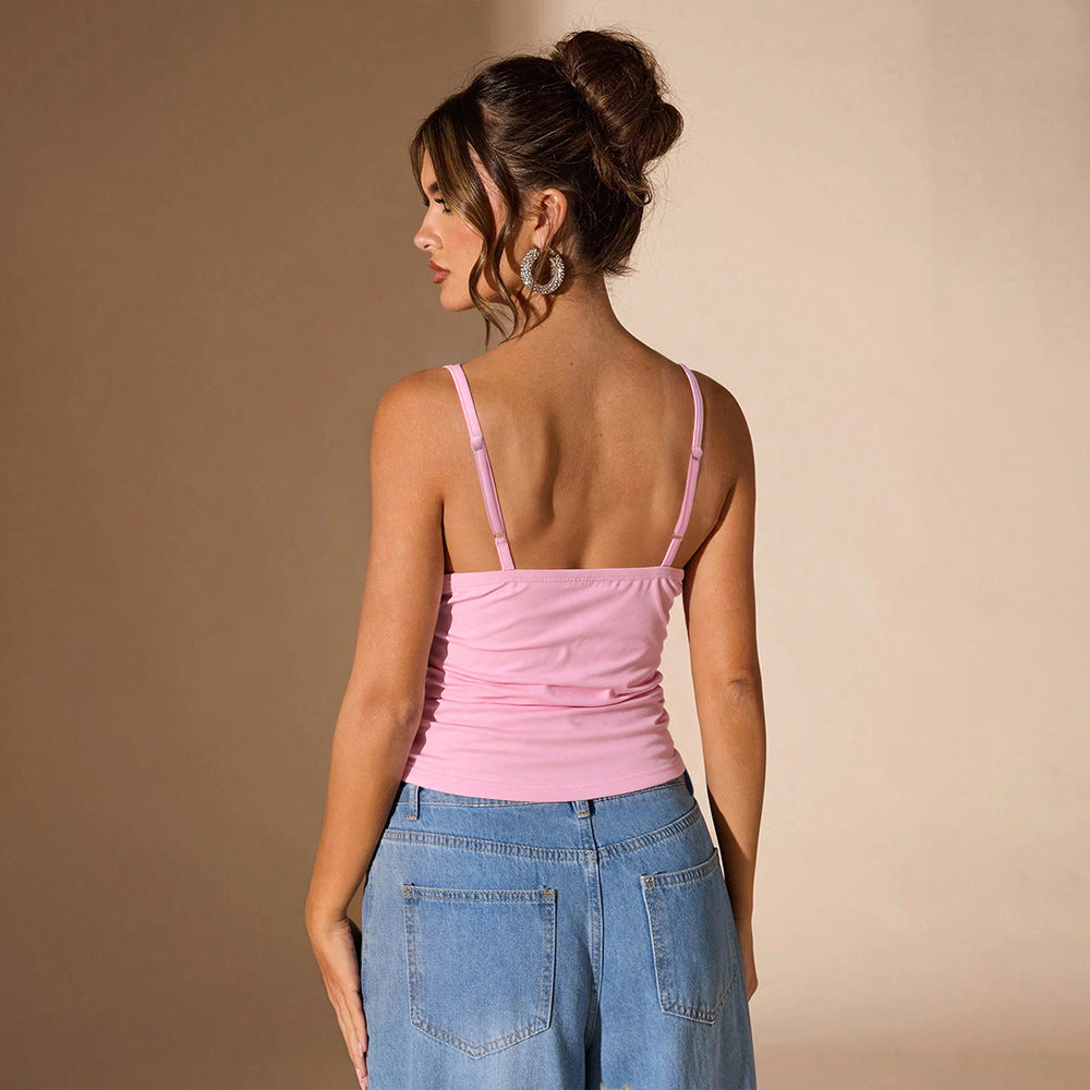 Top sans manches pour femmes avec décolleté en V profond et bretelles spaghetti à la mode Levoire