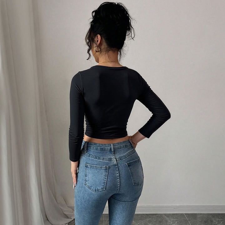 Haut court femme avec nœud décoratif et manches longues Levoire