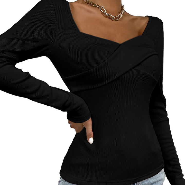 Bodysuit pour femmes à manches longues avec design enveloppant décoratif Levoire
