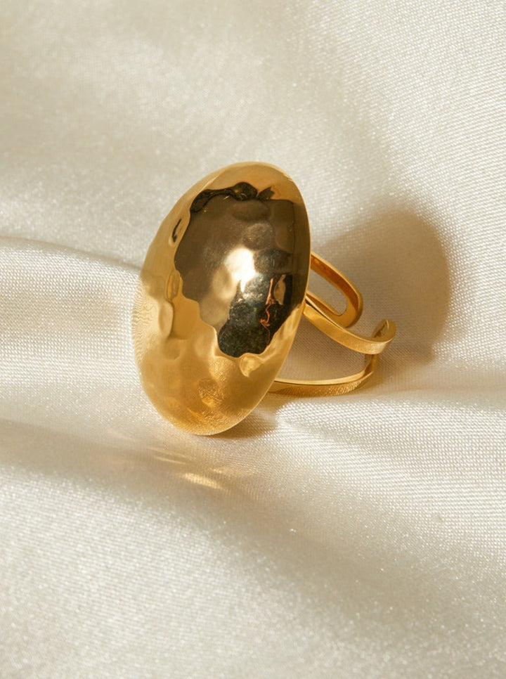 Levoire | Bague Ovale En Acier Inoxydable À Bords Inclinés
