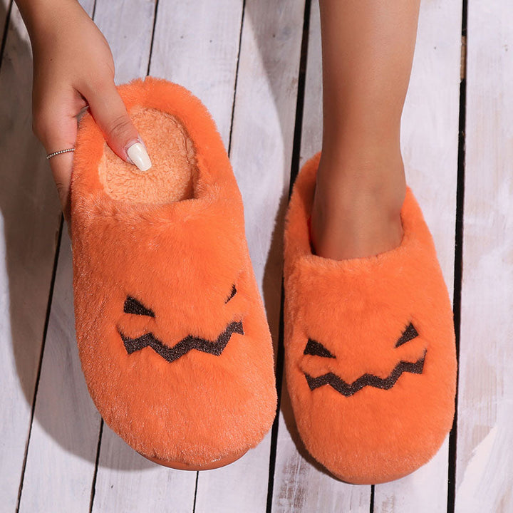 Levoire | Chaussons D'Halloween En Peluche Chaude Pour Femmes Orange