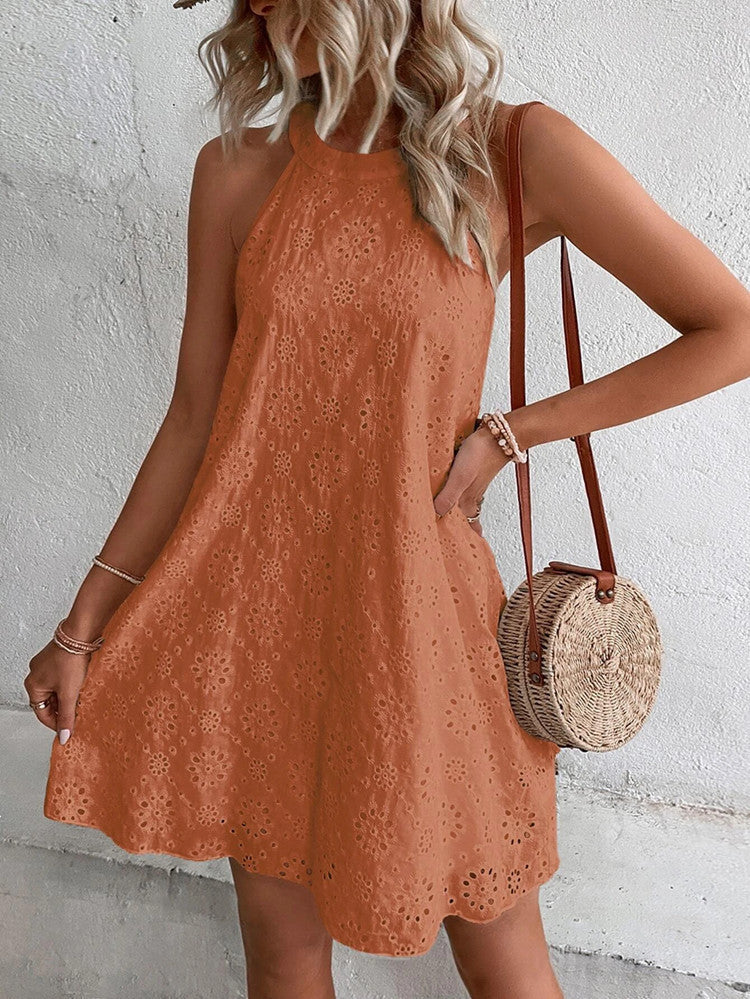 Levoire | Robe Swing Élégante Sans Manches Orange