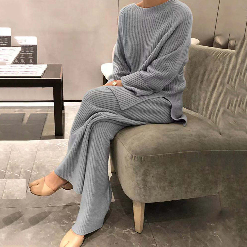 Costume en tricot côtelé pour femmes avec haut ample et jambes larges Levoire