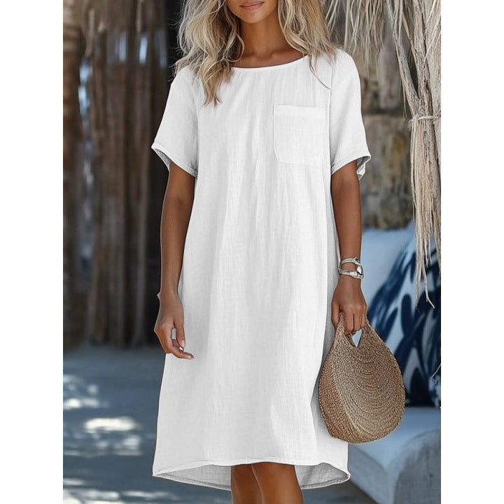 Levoire | Robe en lin Coton Lin Col rond Blanc