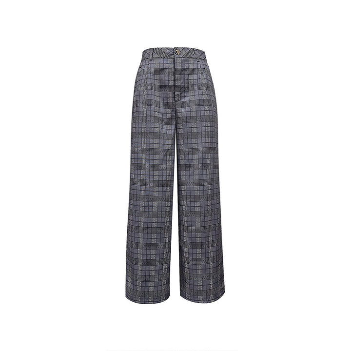 Pantalon large à carreaux pour femmes Levoire