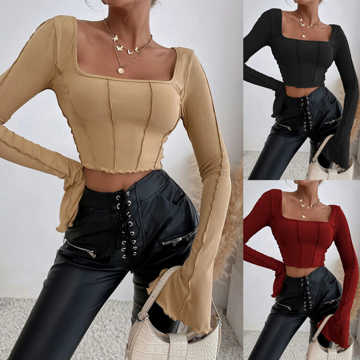 Top court Couture pour femmes avec décolleté carré et manches longues Levoire