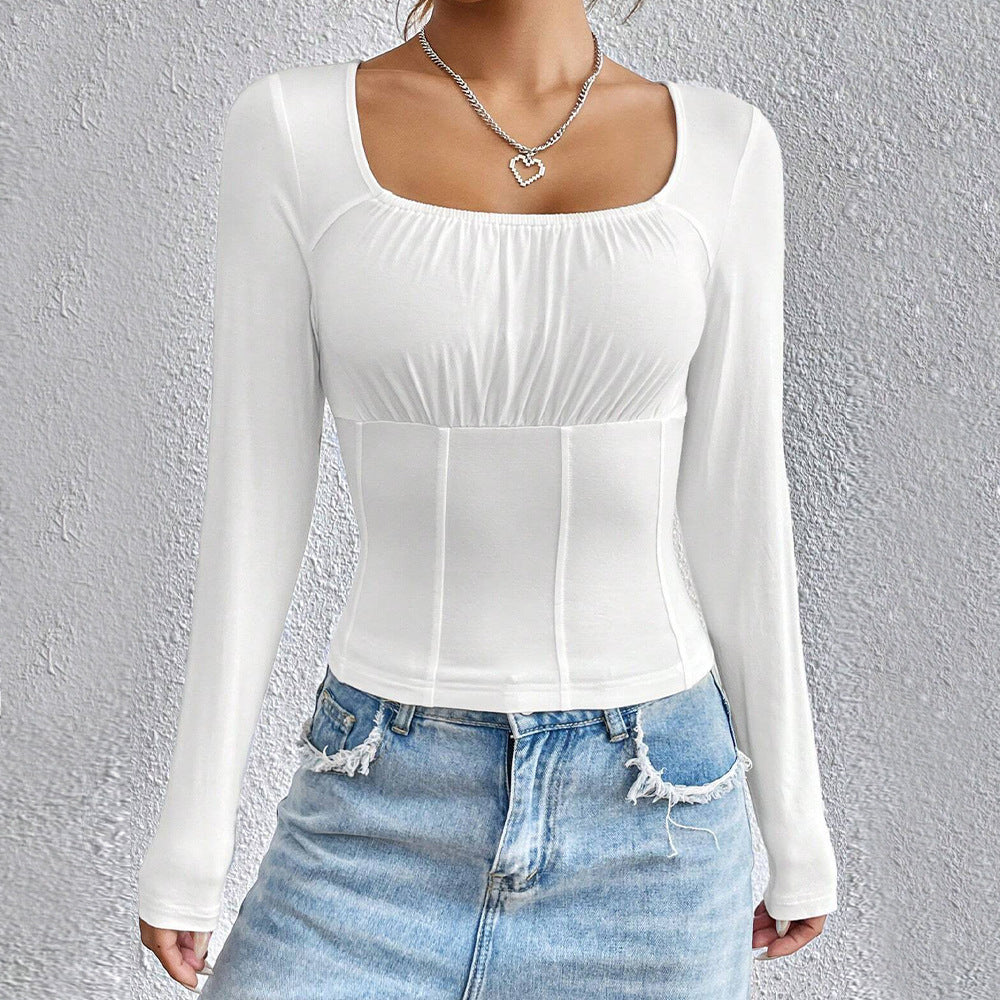 Chemise à manches longues pour femmes avec encolure carrée et design flatteur pour la silhouette Levoire