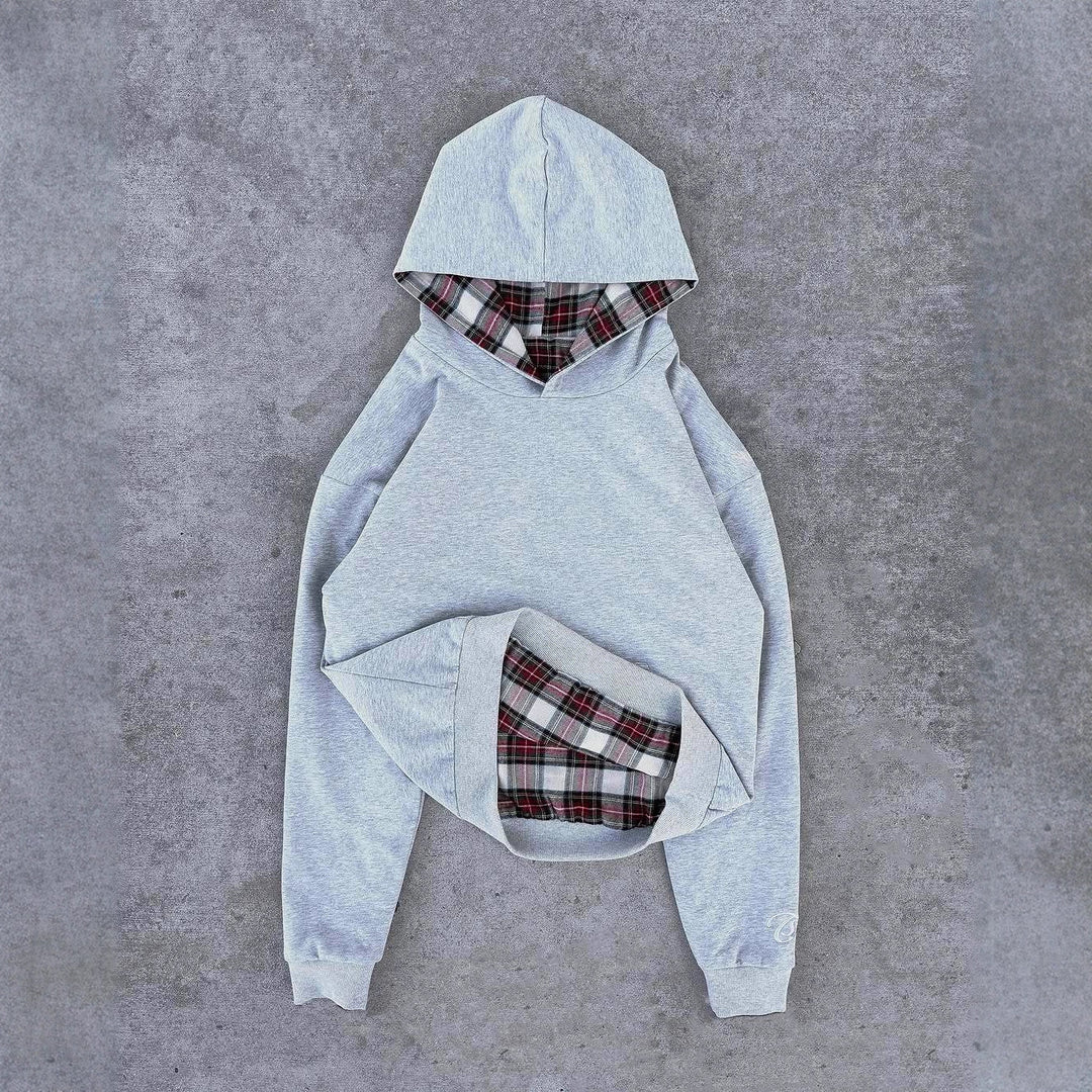 Haut de survêtement décontracté pour femmes avec doublure en matelassé et motif à carreaux contrasté Levoire